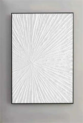 White Minimalist Ocean Wave Canvas – Textured Wabi-Sabi Wall Art - Muselune