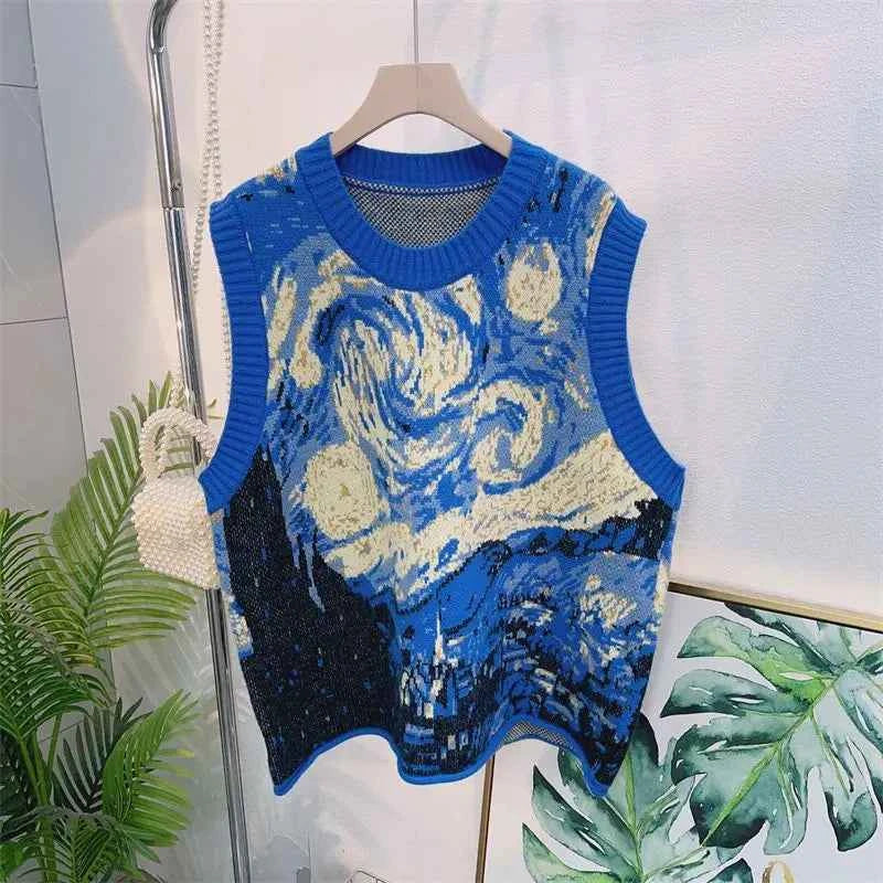 Muse Art The Starry Night Aesthetics Sweater Vest Muselune