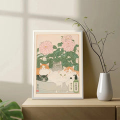 Japanese Tabby Cat Poster – Retro Art for Japandi Decor - Muselune