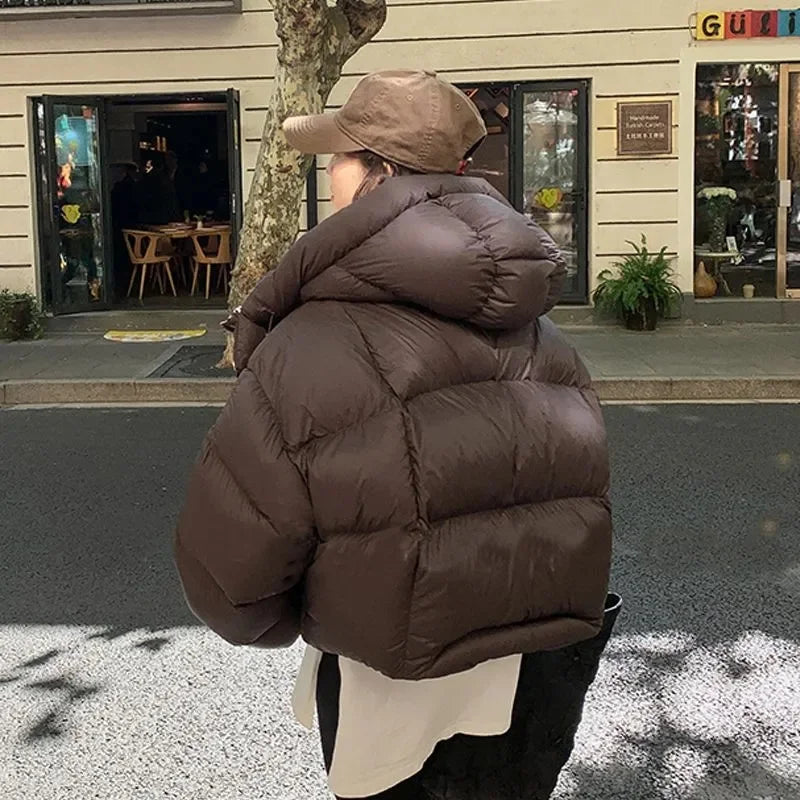 Thick Warm Parkas Loose White Duck Pink Jacket Muselune