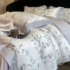 Luxury Fiber Soft Silky Duvet Flowers and Plants Bedding Set - Muselune