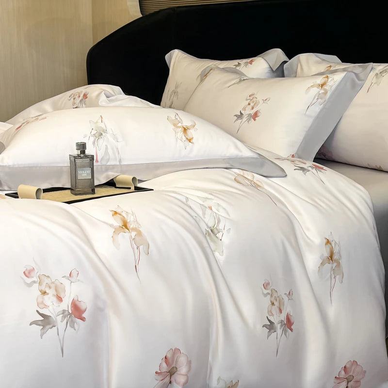 Luxury Fiber Soft Silky Duvet Flowers and Plants Bedding Set - Muselune