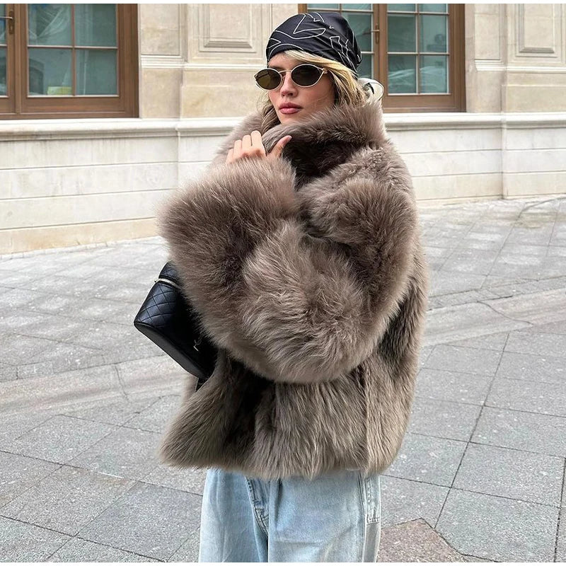 Cardigan Fur Long Sleeve Coat Muselune