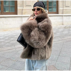 Cardigan Fur Long Sleeve Coat Muselune
