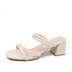 Women's Summer Slippers – Square Heels - Muselune