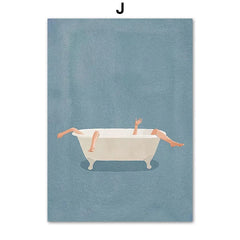 Laundry Girl Canvas – Nordic Washing Machine & Bathtub Wall Art - Muselune