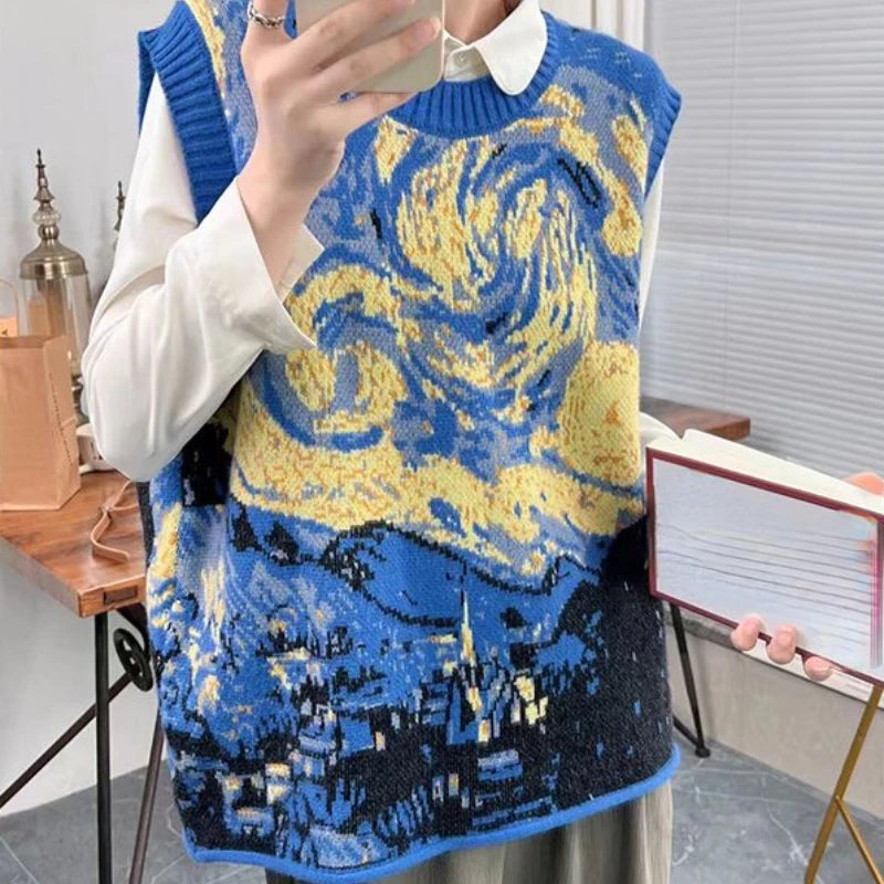 Muse Art The Starry Night Aesthetics Sweater Vest Muselune