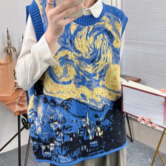 Muse Art The Starry Night Aesthetics Sweater Vest Muselune