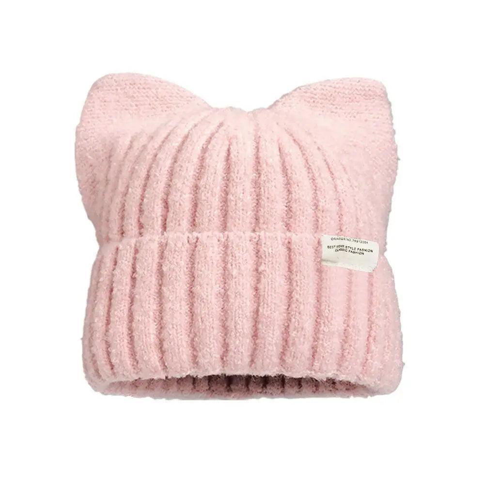 Cute Cat Ear Beanie Knitted Hap Muselune