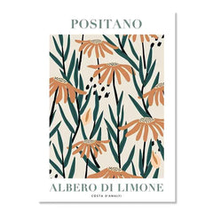 Abstract Lemon Flower Eye Orange Vintage Plant Wall Art Canvas Painting Posters and Prints Wall Pictures for Living Room Decor - Muselune