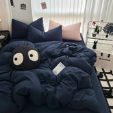 Pure Black Duvet Cover Microfiber Solid Color Bedding Set - Muselune