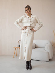 Elegant Vintage Knitted Skirt Set - Muselune