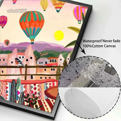 Colorful Mountain City Canvas – Abstract Travel-Inspired Wall Art - Muselune
