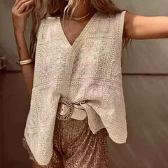 Summer Vintage Crochet Knit Vest Top - Muselune
