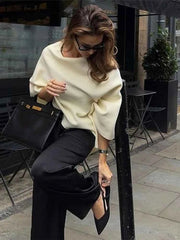 French Irregular Shawl Pullover Knitted Minimalist Cloak Muselune