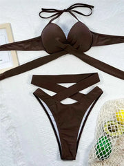 Strappy Black Bikini – High Waist Two-Piece - Muselune