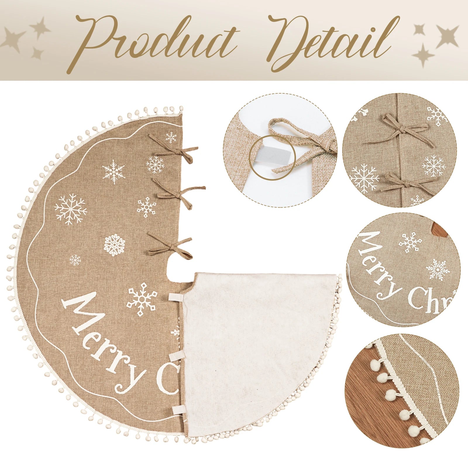 Warm Brown Christmas Tree Skirt 36/48 Inches Decoration Mat Muselune