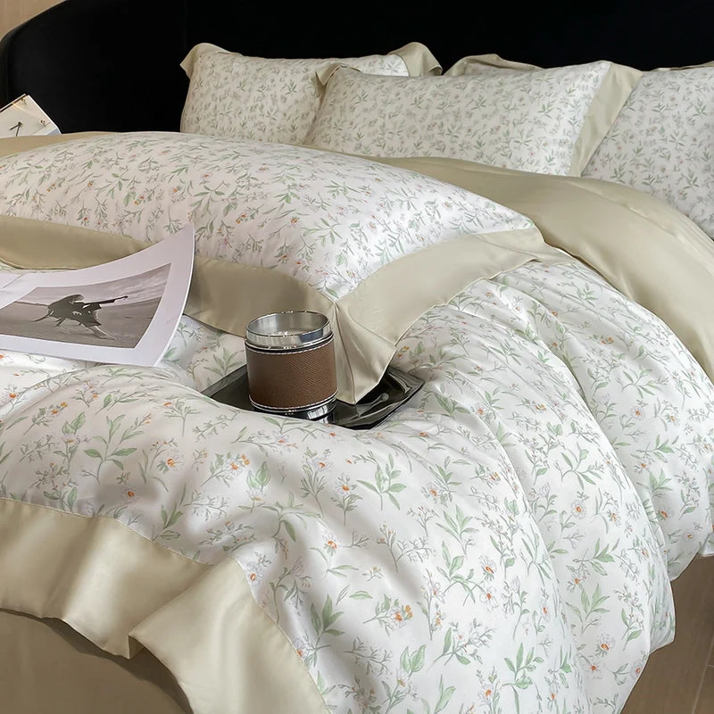 Luxury Fiber Soft Silky Duvet Flowers and Plants Bedding Set - Muselune