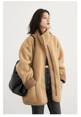 CHIC VEN Women's Jackets Casual Loose Stand Up Collar Coats Reversible Streetwear Female Warm Clothing Autumn Winter New 2024 Muselune