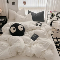 Pure Black Duvet Cover Microfiber Solid Color Bedding Set - Muselune