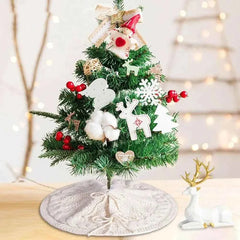 Knitted Red & White Christmas Tree Skirt/Mat - 18 inches