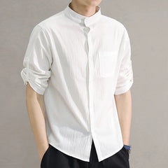 Stand Collar Mid-Sleeve Shirt - Spring & Summer - Muselune