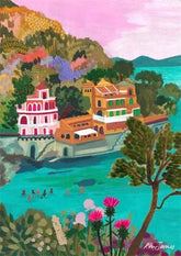 Colorful Mountain City Canvas – Abstract Travel-Inspired Wall Art - Muselune