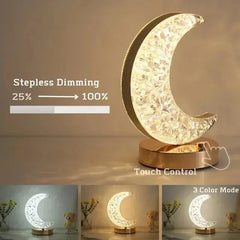 Crystal Moon Touch Night Light - Elegant Dimming Lamp - Muselune
