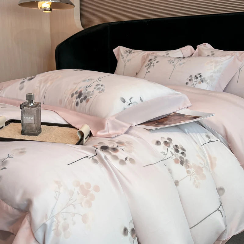Luxury Fiber Soft Silky Duvet Flowers and Plants Bedding Set - Muselune
