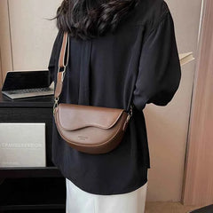 Vintage Solid Color Flap Small Saddle Shoulder Bag