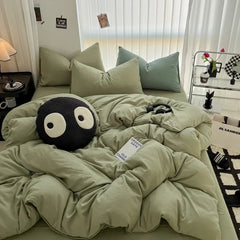 Pure Black Duvet Cover Microfiber Solid Color Bedding Set - Muselune