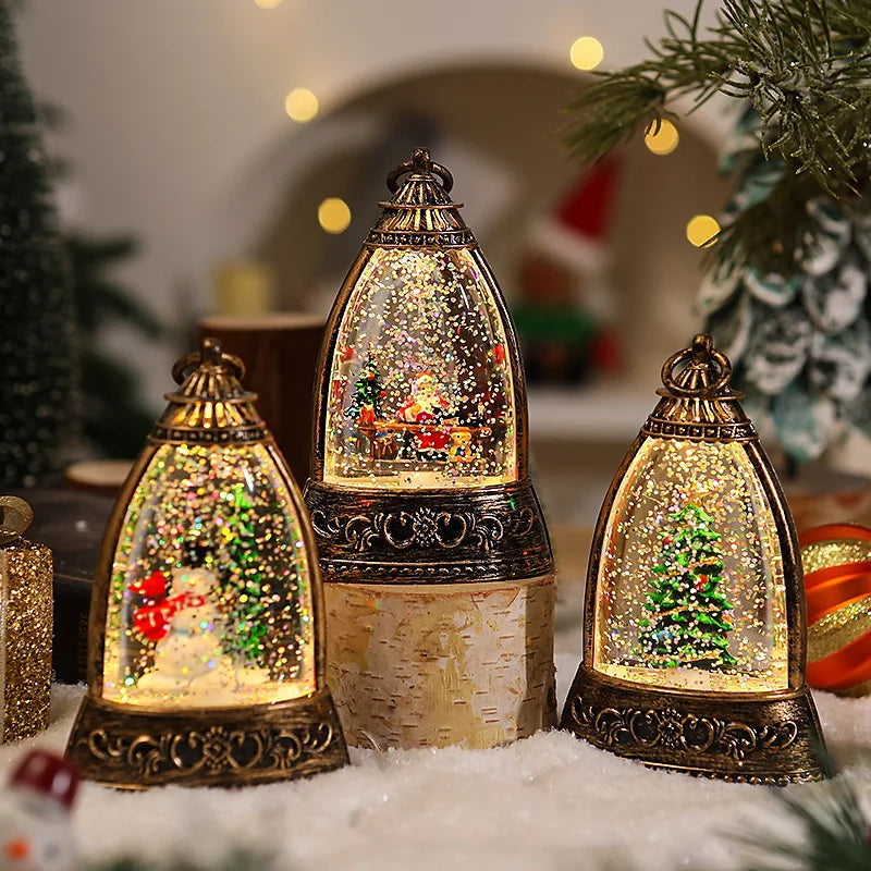 Christmas Decoration Santa Claus Cone Snow LED Table Lamp Muselune