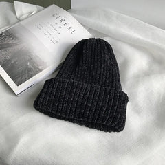 Solid Color Chenille Knitted Soft Leisure Hat Muselune