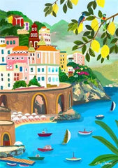 Colorful Mountain City Canvas – Abstract Travel-Inspired Wall Art - Muselune