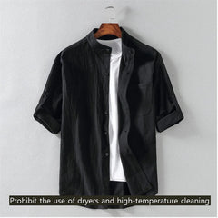 Stand Collar Mid-Sleeve Shirt - Spring & Summer - Muselune