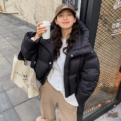 Thick Warm Parkas Loose White Duck Pink Jacket Muselune