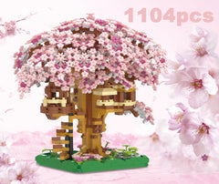 Pink Cherry Tree House Model Kit - Micro-particle Building Set - Muselune
