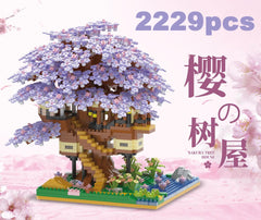 Pink Cherry Tree House Model Kit - Micro-particle Building Set Muse Living