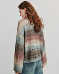 Round Neck Gradient Mohair Lightweight Woolen Knitted Tops Muselune