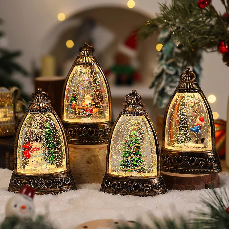 Christmas Decoration Santa Claus Cone Snow LED Table Lamp Muselune