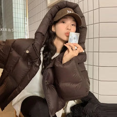 Thick Warm Parkas Loose White Duck Pink Jacket Muselune