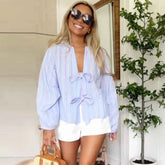 TRAF Women’s Striped Cropped Shirt - Muselune