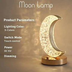 Crystal Moon Touch Night Light - Elegant Dimming Lamp - Muselune