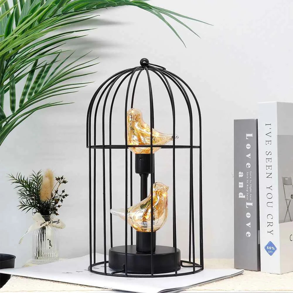 Birdcage Accent Lamp – Battery-Powered Decorative Light with Warm Fairy Glow - Muselune