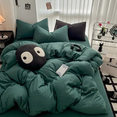 Pure Black Duvet Cover Microfiber Solid Color Bedding Set - Muselune