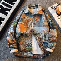 Muse Vintage Van Gogh Oil Painting Long-sleeved Shirt - Muselune