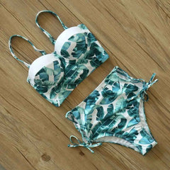 Floral Bandage Bikini – High Waist Push-Up Two-Piece - Muselune
