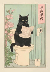 Japanese Tabby Cat Poster – Retro Art for Japandi Decor - Muselune