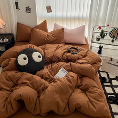 Pure Black Duvet Cover Microfiber Solid Color Bedding Set - Muselune