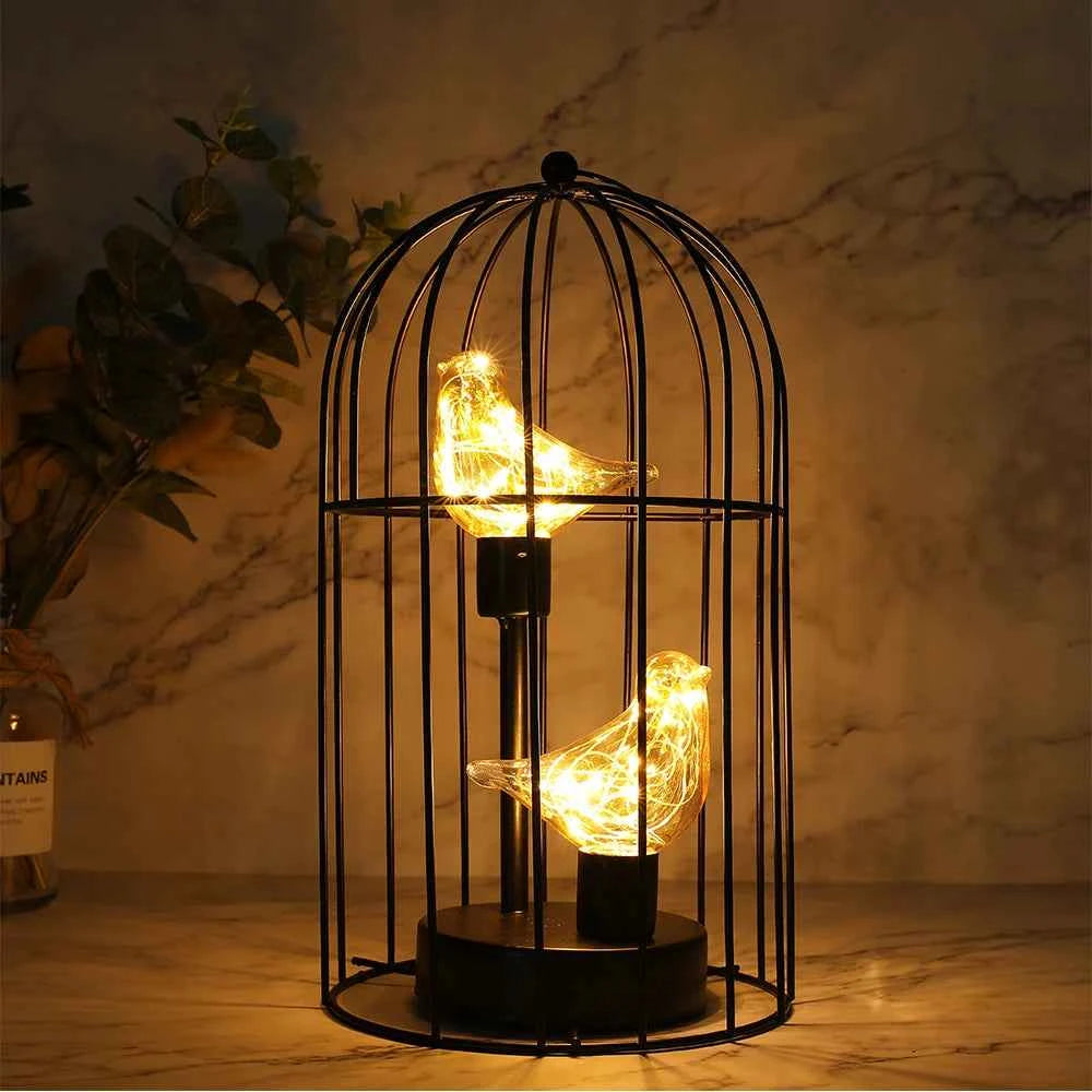 Birdcage Accent Lamp – Battery-Powered Decorative Light with Warm Fairy Glow - Muselune